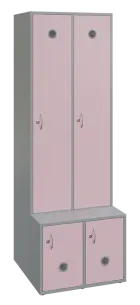 SSB - 180 - 60 šatní skříň s botníkem, 2-dvéřová, 1800x600x400/600 mm, korpus šedý, dvířka pastelově